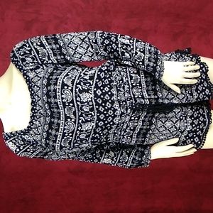 Band of gypsies black and white traditional Indian print romper